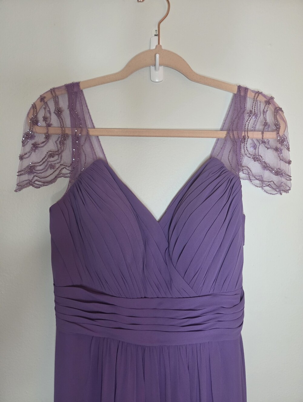 Elegant Lavender Cap Sleeve Evening Dress